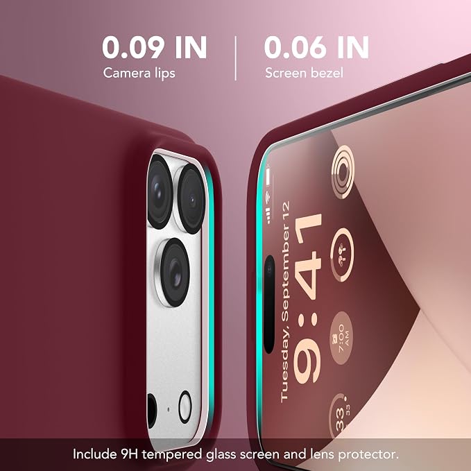 GONEZ Magnetic for iPhone 17 Pro Case, Compatible with MagSafe, [Screen Protector + Camera Lens Protector], Liquid Silicone Anti-Scratch Shockproof Protective Phone Case 6.3 inch, Maroon