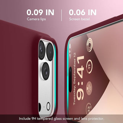 GONEZ Magnetic for iPhone 17 Pro Case, Compatible with MagSafe, [Screen Protector + Camera Lens Protector], Liquid Silicone Anti-Scratch Shockproof Protective Phone Case 6.3 inch, Maroon