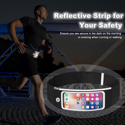 Running Belt Waist Packs with 3 Pockets Touchscreen Window for Women & Men Sweatproof Fitness Belt for iPhone 15 Pro Max 14 Pro Max 13 Pro 12 11 Fit Smartphone Up to 7"