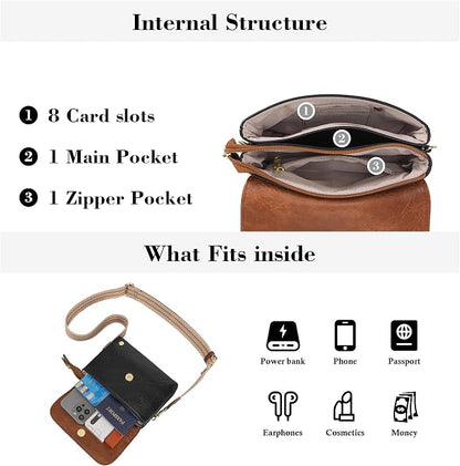 MINICAT RFID Blocking Small Crossbody Bags for Women Vegan Leather Mini Travel Purses Cell Phone Purse Cross Body Bag