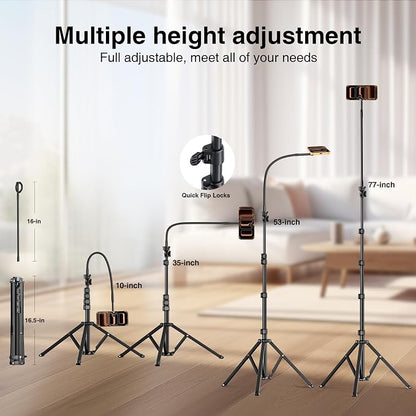 elitehood Magnetic iPhone Tripod Stand with Flexible Gooseneck, Magsafe Phone Stand for Video Recording Filming, Heavy Duty Aluminum Phone Tripod for iPhone 17 Pro Max / 17 Pro / 16 Pro Max