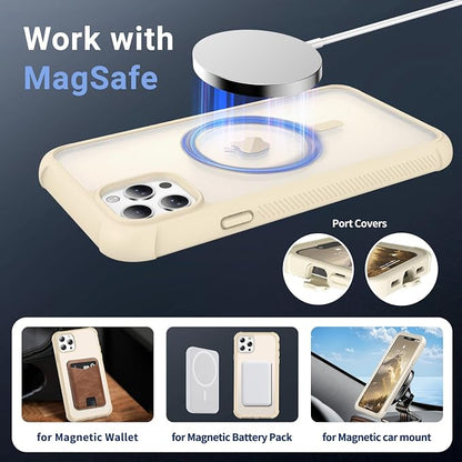 jaroco Magnetic for iPhone 11 Pro Max Case, [Compatible with MagSafe][Military Grade Drop Protection][Heavy Duty Protection][Non-Slip][Shockproof] 2-Layer Durable Bumper Phone Case 6.5''-Antique White