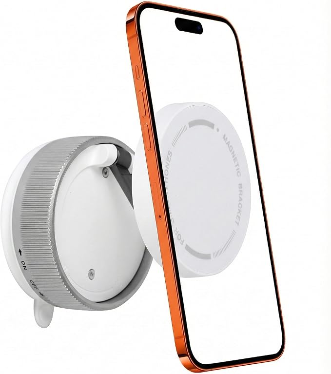 CornrStr Mirror Phone Holder for Shower Magsafe Compatible - Instant Suction Reusable Mirror Phone Holder for Windshield, Car, Travel, Gym, Portable, Fits Android & iPhone 17, 16, 15