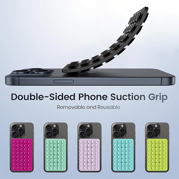 Double Sided Silicone Suction Phone Holder Mount, Silicon Accessory for iPhone and Android, Hands-Free Mirror Shower Phone Holder, TikTok Videos and Selfies (Combo G)