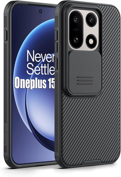 Nillkin for OnePlus 15 Case with Slide Camera Cover, Full Camera Protection, Thin Slim Fit, Shockproof Protective, Camera Lens Protector, Phone Case for OnePlus 15 5G - Black