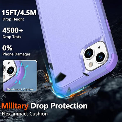 Diverbox Compatible with iPhone 14 Phone Case,for iPhone 14 Magnetic Case [with Screen Protector & Camera Lens Protector ] Heavy Duty Phone Case for iPhone 14 (Purple)