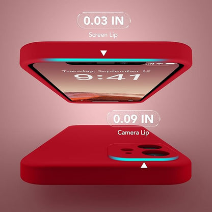 Magnetic for iPhone 12 Case, Compatible with MagSafe, [Full Camera Protection][Screen Protector] Silicone Shockproof Protective Phone Case for iPhone 12 6.1", Red