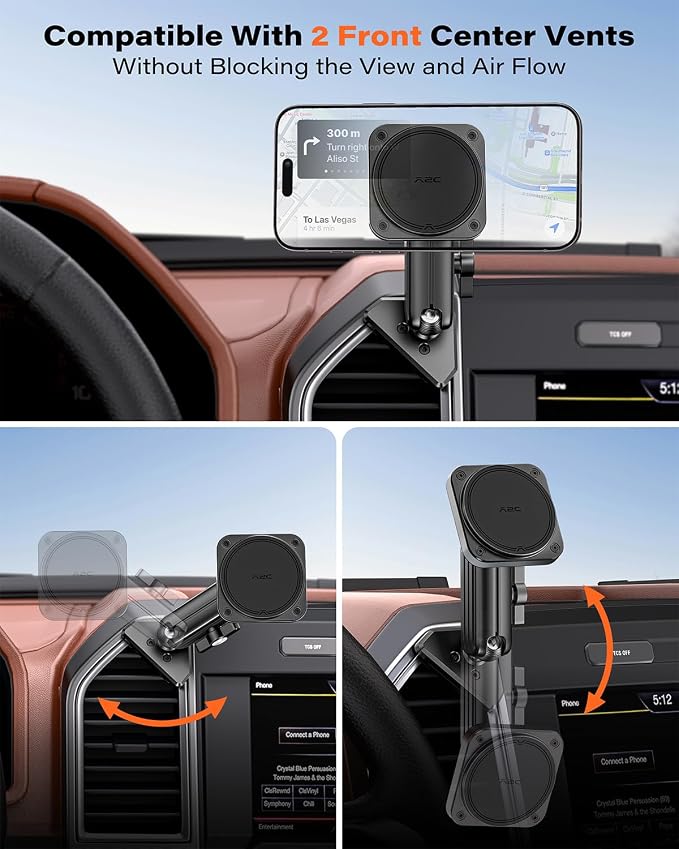 APPS2Car Magnetic Vent Mount for Ford F-150 (2015–2020), Super Duty (2017–2022), Expedition (2018–2021), Air Vent Phone Holder Compatible with iPhone 12-17 Series & MagSafe Case, Metal Socket Arm