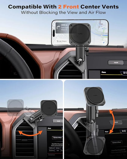 APPS2Car Magnetic Vent Mount for Ford F-150 (2015–2020), Super Duty (2017–2022), Expedition (2018–2021), Air Vent Phone Holder Compatible with iPhone 12-17 Series & MagSafe Case, Metal Socket Arm