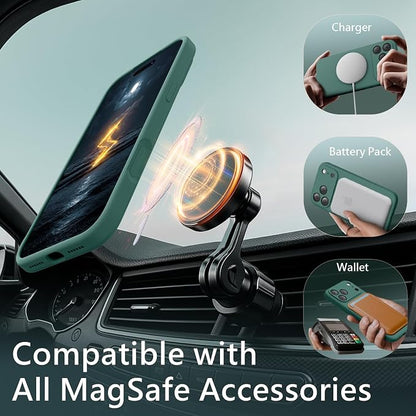FireNova Magnetic for iPhone 17 Pro Max Case, Compatible with MagSafe, [Integrated Silicone Camera Control Button] [Camera Protection] Anti-Scratch Microfiber Lining Phone Case, 6.9", Midnight Green