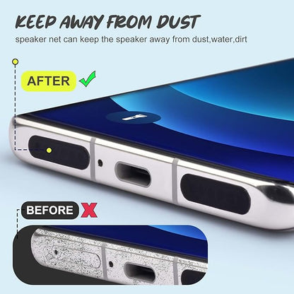 120Pcs Phone Speaker Cover Phone Speaker Dustproof Stickers Phone Speaker Dust Protector Cover Anti Dust Sticker Speaker Dust-Proof Cover Kit with Cleaning Brush & Tweezer