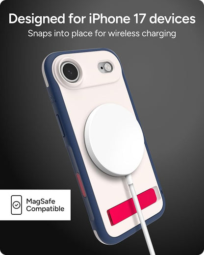ZAGG Sedona Snap Case with Kickstand for iPhone Air - Red Light & Blue, Drop Protection (13ft/4m), Multi-Layer Protection, with Camera Button, MagSafe Phone Case with Impact-Absorbing Bumpers