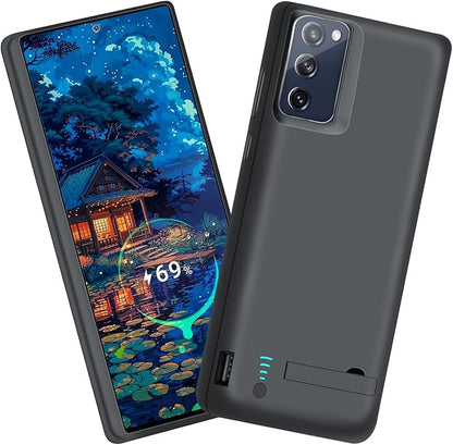 Sitong [Upgraded Battery Case for Samsung Galaxy S20 FE 5G, 5000mAh Rechargeable Extended Battery Charging Charger Case, Add 100% Extra Juice (6.5 Inches) Black