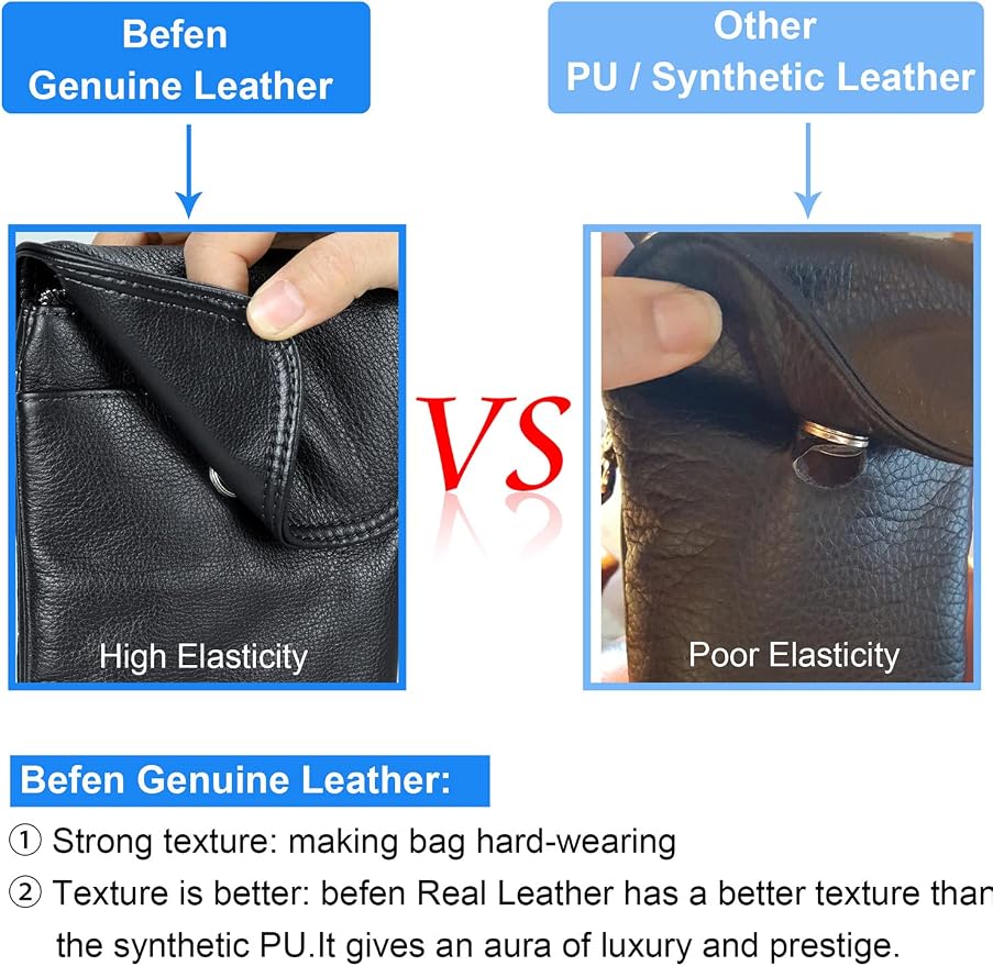 befen Genuine Leather Small Crossbody Bags for Women Cell Phone Bag Cross Body Purses,Silver Zipper
