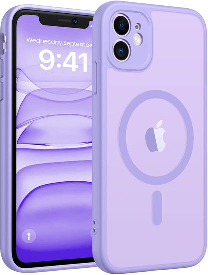 FNTCASE for iPhone 11 Case: [Compatible with Magsafe] Translucent Matte Magnetic Cases [Full Camera Protection] Military Grade Shockproof Protective Phone Cover - Light Purple