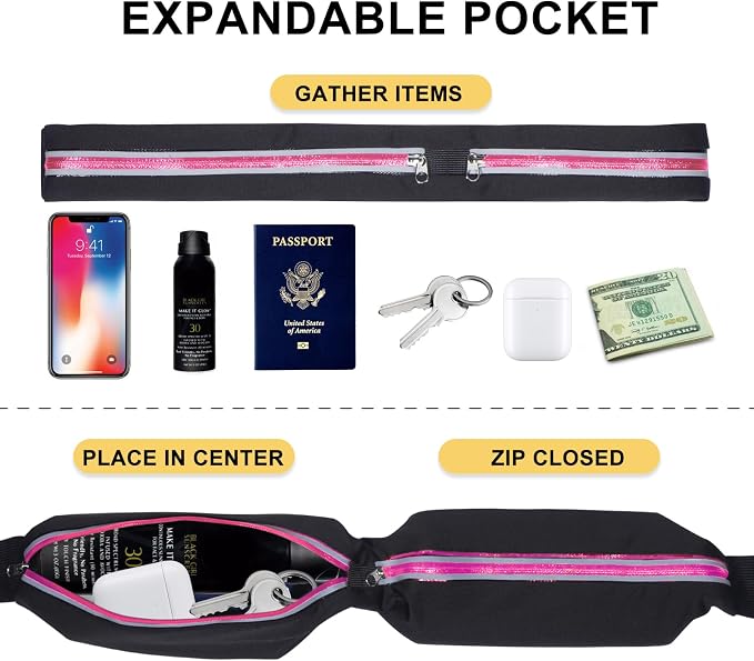 Fanny Pack for Men Women Slim Running Belt, Running Phone Holder Runners Pouch Waist Pack for Workout, Money Belt, Running Gear Accessories -Fits ALL Phones