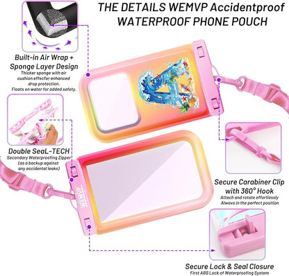 Personalized Initial Waterproof Phone Pouch Case - IPX8 Cellphone Dry Bag with Lanyard for iPhone 16/15/14/13/12 Pro Max (6.1–6.9"), Beach & Cruise Ship Essentials with Monogrammed Design (Pink, A)