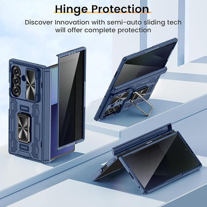 VEGO for Z-Fold7-Case: Galaxy Z Fold 7 Case with Slide Camera Cover,Blue | Built-in Privacy Screen Protector[Adjustable Kickstand] Full Body Drop Protection Case for Samsung Galaxy Fold 7 5G 2025