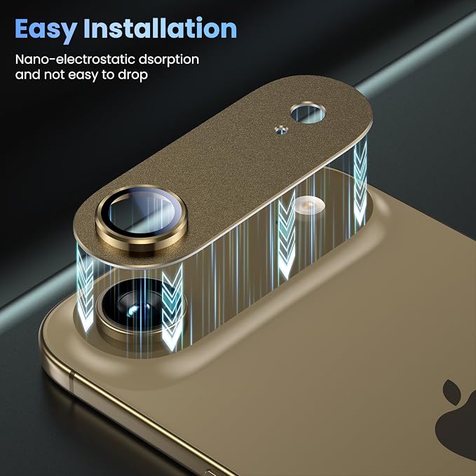 Uyiton Compatible with iPhone Air Camera Lens Protector - [Not Easy to Break][Strong Adsorption][Case-Friendly] Metal Tempered Glass Rear Camera Screen Cover - Brown