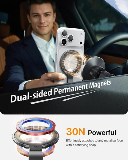 andobil [2026 Unrivaled Stability] Magnetic Phone Grip Holder for MagSafe Ring Stand Holder Kickstand Compatible with MagSafe Accessories for iPhone 17 Air 16 Pro Max Plus 15/14/13/12&Android, Grey
