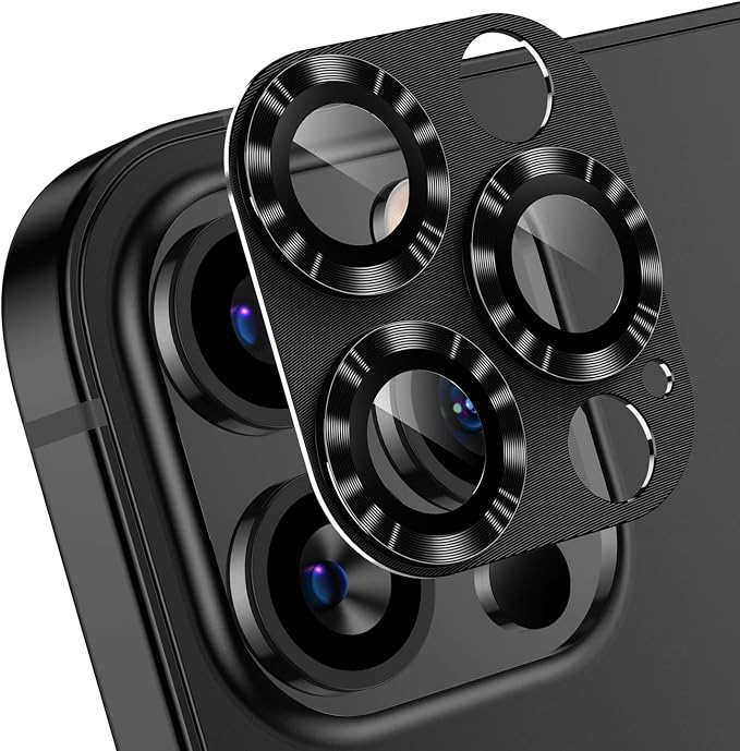 Korecase 2 Pack Camera Protector Compatible with iPhone 12 Pro Max Whole Piece 9H Tempered Glass Anti Scratch Dust Strong Adhesion full coverage Protective Black