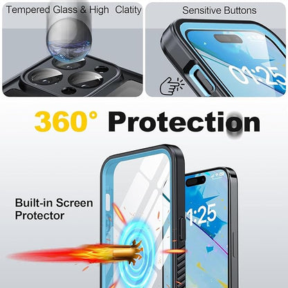 for iPhone 15 Pro Max Case Waterproof - Built-in Privacy Screen Protector & HD Screen Protector [IP68 Underwater] Shockproof Dustproof Full Body Protection iPhone 15 Pro Max Phone Case