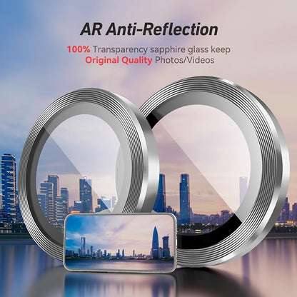 Jeluse Camera Lens Protector for iPhone 17 Pro Max/17 Pro/16 Pro Max/16 Pro/15 Pro Max/15 Pro/14 Pro Max/14 Pro, 9H Tempered Glass Screen Protector Cover Alignment Kit Metal Individual Ring