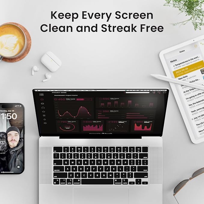 EVEO Computer Screen Cleaner Spray Kit- Portable Laptop Screen Cleaner, Phone Cleaner & Monitor Cleaner + Microfiber Cloth - Car Screen Cleaner for MacBook, iPad and More Electronic Devices - (1 Pack)