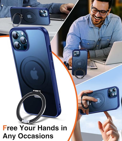 Chicfun 3-in-1 [Magnetic+Kickstand+Ring Holder] for iPhone 12 Pro Max Case Stand Ring Holder Compatible with MagSafe, Military Shockproof Protective Matte iPhone 12 Pro Max Phone Case Kickstand Cover