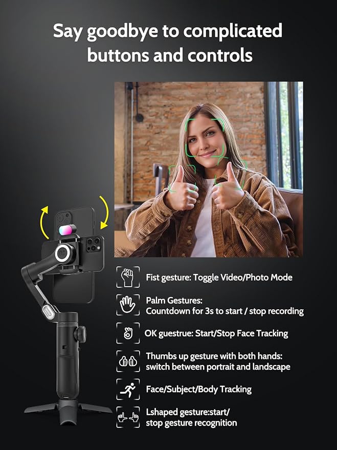 AOCHUAN 3-Axis Gimbal Stabilizer for Smartphone Smart X Pro Kit & B10 Storage Bag & E10 Extension Rod