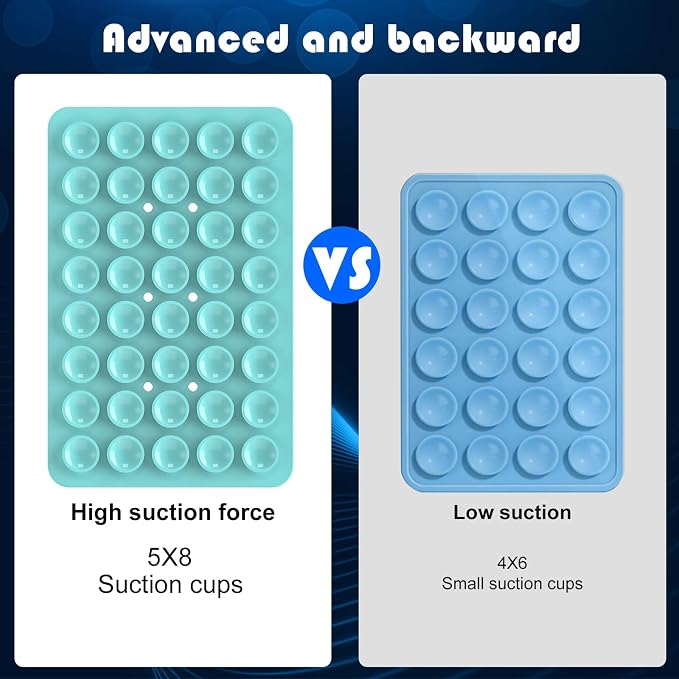 Double Sided Silicone Suction Phone Holder Mount, Silicon Accessory for iPhone and Android, Hands-Free Mirror Shower Phone Holder, TikTok Videos and Selfies (Light Blue+Sand Pink)