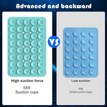 Double Sided Silicone Suction Phone Holder Mount, Silicon Accessory for iPhone and Android, Hands-Free Mirror Shower Phone Holder, TikTok Videos and Selfies (Light Blue+Sand Pink)