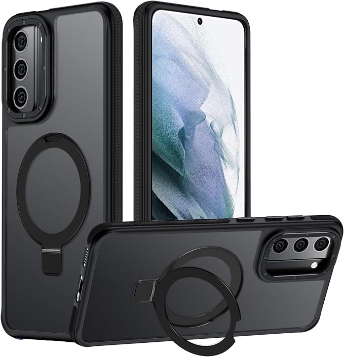 for Samsung Galaxy S21 Case, Magnetic Adjustable Ring Stand [Fit for Magsafe], [Military-Grade Shockproof Protection] Phone Case with Kickstand&Ring Holder (Black)