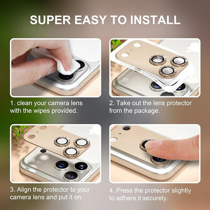 beuxece Compatible for iPhone 17 Pro Camera Lens Protector, Matte Metal Tempered Glass Rear Camera Screen Cover Accessories [Military Grade Shatterproof] [Strong Adsorption] - Glitter Gray