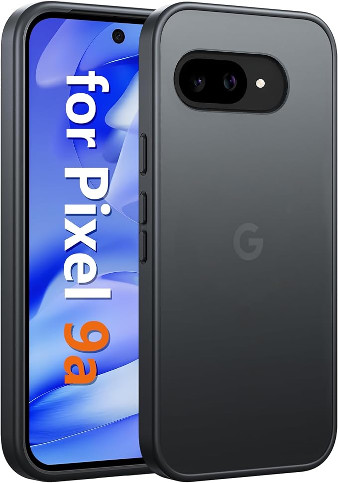 FNTCASE for Google Pixel 9a Case: Frosted Translucent Matte Shockproof Slim Protective Case - Military Grade Drop Proof Anti-Fingerprint Hard Back Cell Phone Cover (6.3 inch/Black) | Frosted, Translucent, Matte, Shockproof, Slim, Military Grade