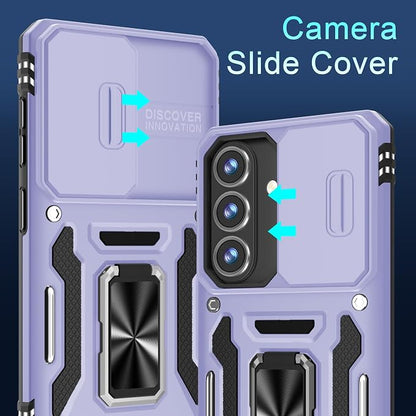 DEERLAMN Case for Samsung Galaxy S26+ Plus 6.7-Inch with Slide Camera Cover+Screen Protector(1 Pack), Rotated Ring Kickstand Military Grade Shockproof Protective Cover-Light Purple