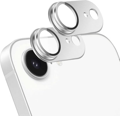 2-Pack Shatterproof Camera Lens Protector for iPhone 16e |AR Tempered Glass Strong Adsorption Metal Camera Cover Screen(Silvery)