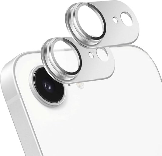 2-Pack Shatterproof Camera Lens Protector for iPhone 16e |AR Tempered Glass Strong Adsorption Metal Camera Cover Screen(Silvery)