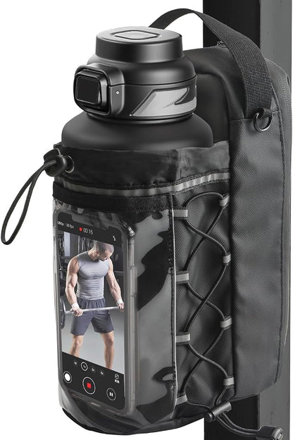 Magnetic Gym Bag for Men Women, Magnetic Gym Water Bottle Bag/Holder with Clear Phone Pouch, Built-in 5 Magnets, Fitness Gym Gifts, Gym Accessories