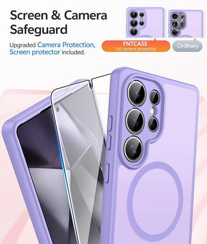 FNTCASE for Samsung Galaxy S24 Ultra Case, Compatible with Magsafe | Screen Protector, Full Camera Protection, Translucent Matte, 14FT Military Grade Drop Proof, Protective Phone Cover