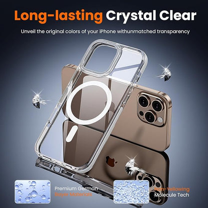 3 in 1 for iPhone 16 Pro Case Clear with MagSafe, Yellowing-Resistant Acrylic Back, Shockproof Guard Corners, Military-Grade Protection for iPhone 16 Pro Phone Case 6.3 inch Clear Bumper
