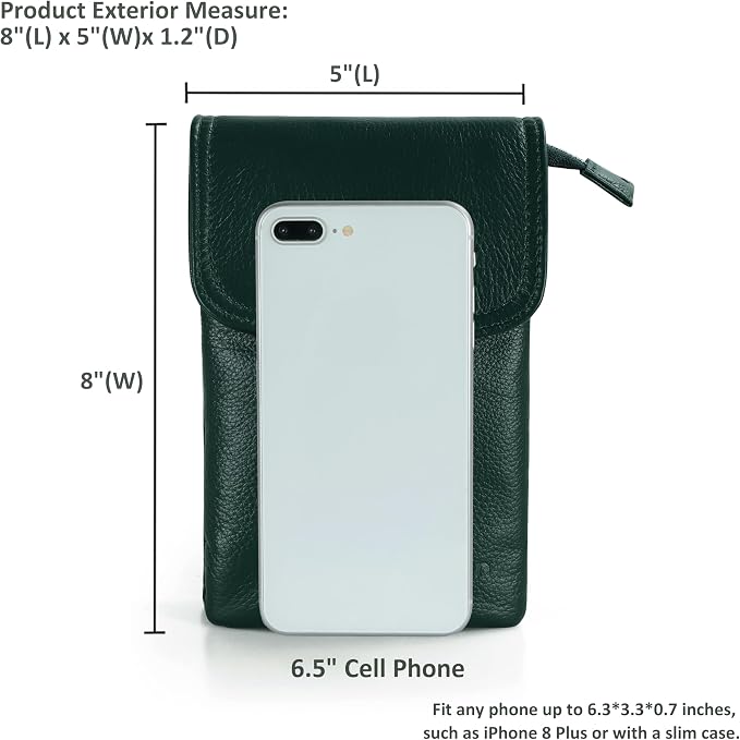befen Genuine Leather Small Crossbody Bags for Women Cell Phone Bag Cross Body Purses,Silver Zipper