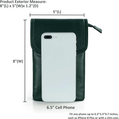 befen Genuine Leather Small Crossbody Bags for Women Cell Phone Bag Cross Body Purses,Silver Zipper
