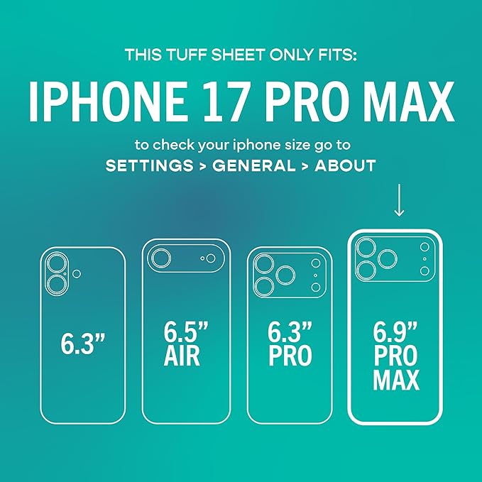 Smartish® iPhone 17 Pro Max Screen Protector + Camera Lens Covers - Tuff Sheet - 2-Pack Tempered Glass 9H Easy Install Frame Case-Friendly - Dynamic Island for Apple iPhone 17 Pro Max - Clear 2-Pack