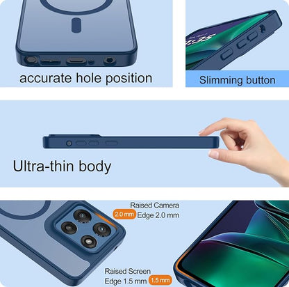 Compatible for Motorola Moto G Stylus 2025 Phone Case: [Mag-Safe Fit] with 2pc HD Screen Protector, Matte Translucent Soft-Touch Skin & Full Body for Moto GStylus 2025, Blue