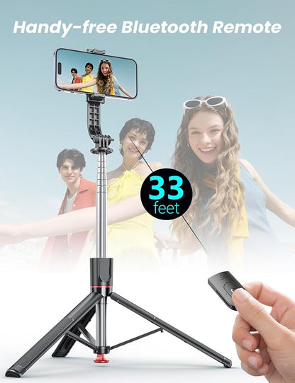 Selfie Stick Tripod with Light, 67'' Tripod with Wireless Remote, Portable Phone Tripod Compatible with iPhone 16/15 Pro Max/15/14 Pro/14/13, Samsung S22/ S23 Ultra/Android Smartphone
