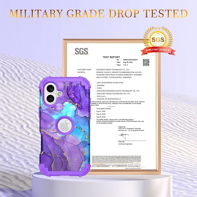 Hocase for iPhone 16 Plus Case 6.7", Heavy Duty Shockproof Protection Soft Silicone Rubber+Hard Plastic Bumpers Hybrid Protective Case for iPhone 16 Plus 2024 - When Purple Meets Blue