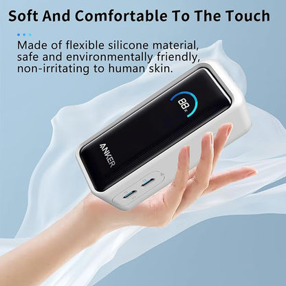 NOUKAJU Case for Anker Prime Power Bank 9600mAh 65W Output Silicone Protective Cover, Drop-Proof,Scratch-Proof,Shock-Proof,Protective Case for Anker Prime Power Bank 9600mAh(White)