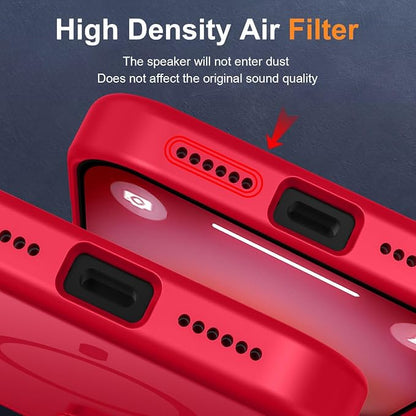 MOCCA Strong Magnetic for iPhone 16 Case, [Compatible with Magsafe][16FT Mil-Grade Drop Protection] Slim Thin Translucent Matte Protective Cover Case for iPhone 16 Phone Case 6.1", Red