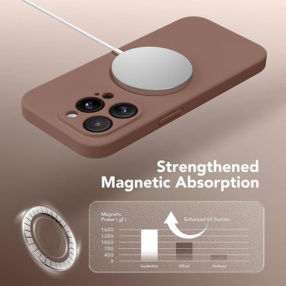 Magnetic for iPhone 13 Pro Max Case, Compatible with MagSafe, [Full Camera Protection][Screen Protector] Silicone Shockproof Protective Phone Case for iPhone 13 Pro Max 6.7", Brown